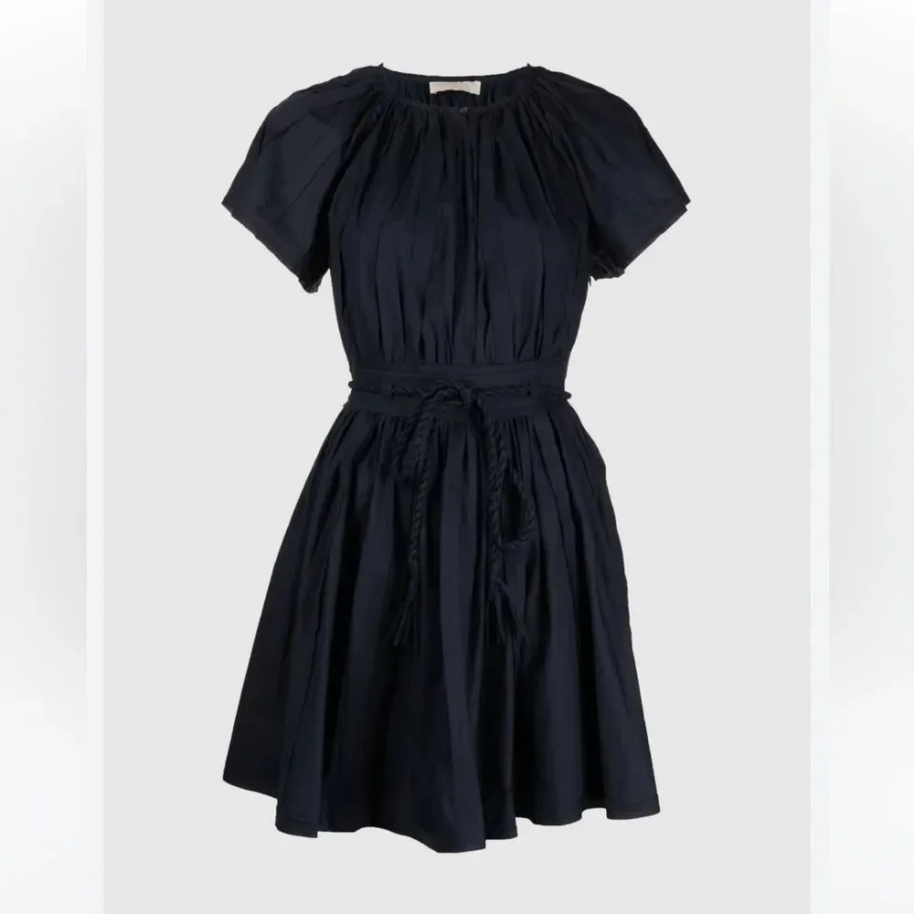 NEW Ulla Johnson Jessa Navy Mini Dress with Tie Waist